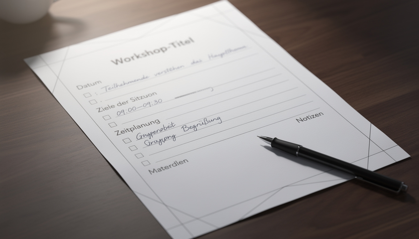 Detailansicht einer ausgefüllten Workshop-Vorlage mit strukturierten Notizen